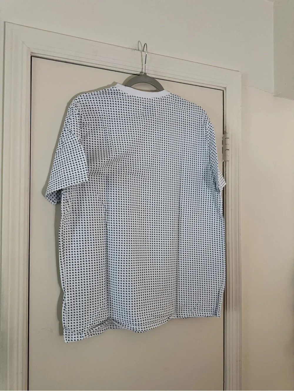 Calvin Klein Men's White Short-Sleeve Patterned Shirt Size Large